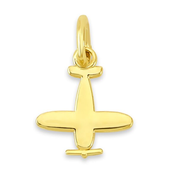 Solid 14k Gold Airplane Charm - Aviation Gifts